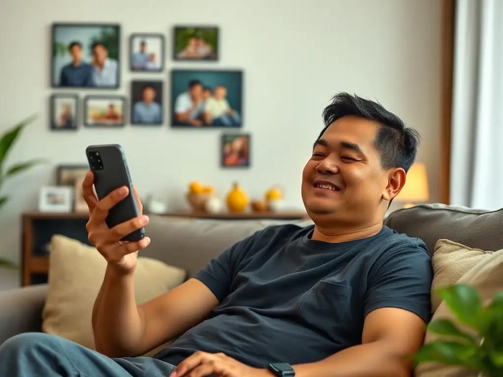 A heartwarming image depicting an OFW video calling their family back home, symbolizing the support and connection facilitated by Call For Money Lending Investor Inc.'s personal loan services.