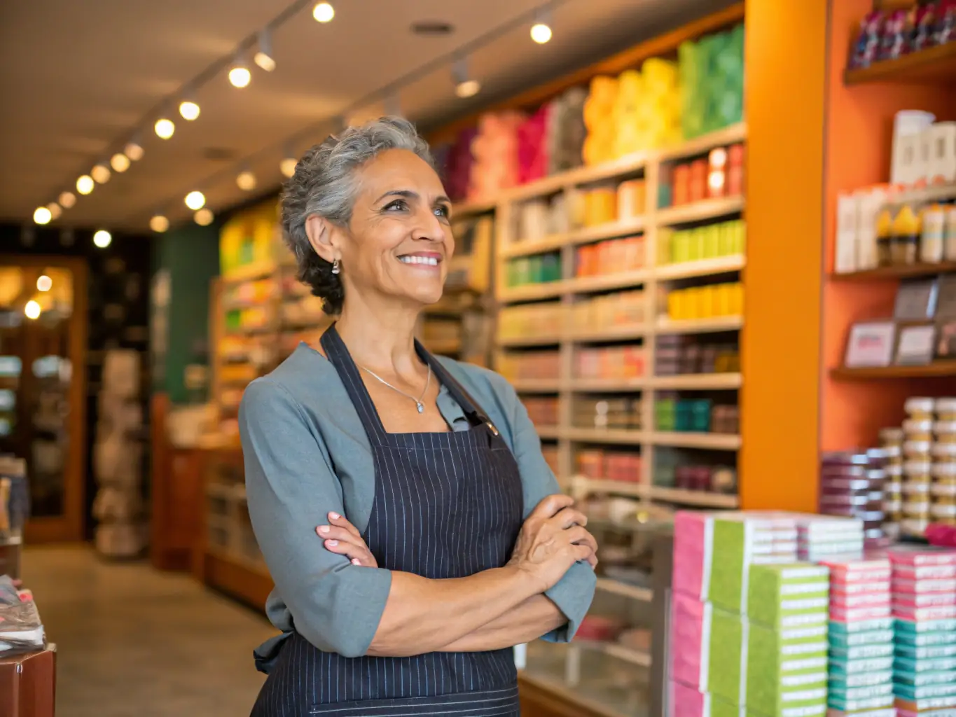 An image showing a small business owner confidently managing their store, representing the growth and success enabled by Call For Money Lending Investor Inc.'s business loan services.